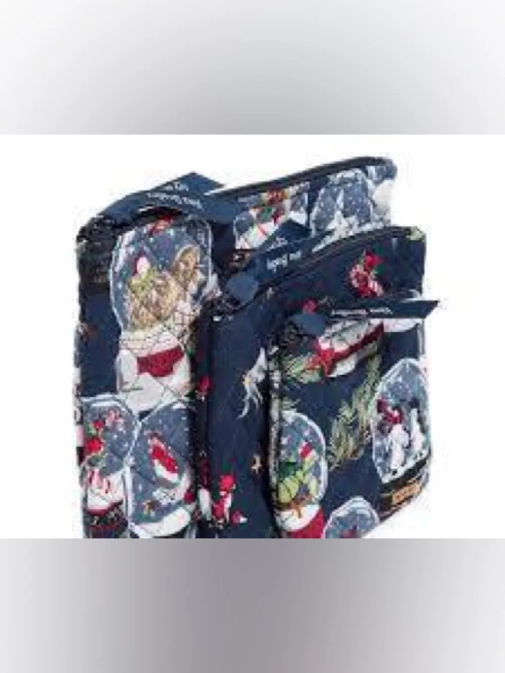 Vera Bradley Set of 3 quilted cosmetic bags RETIRED Snow Globe Holiday NEW